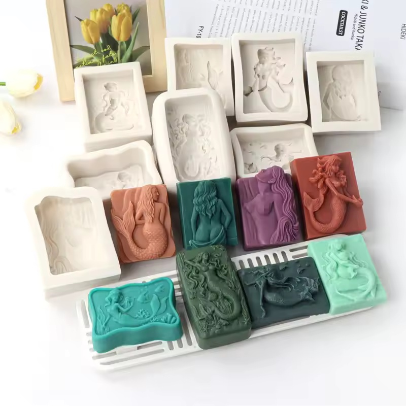Candle Making Supplies For Beginners - Molde de Silicone Retangular 3D Sereia